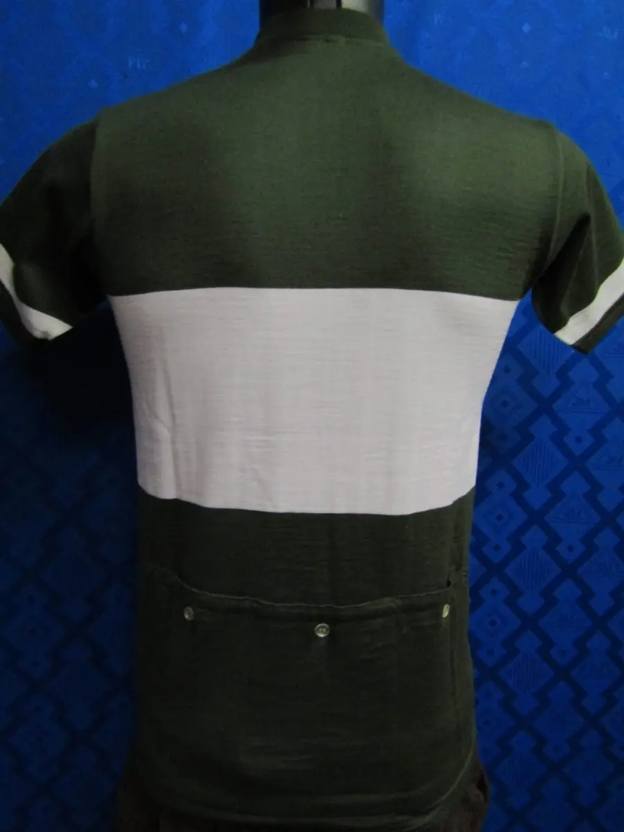 MAGLIA LANA ANNI 70' VERDE SCURO ANTICO FASCIA BIANCA - immagine 5