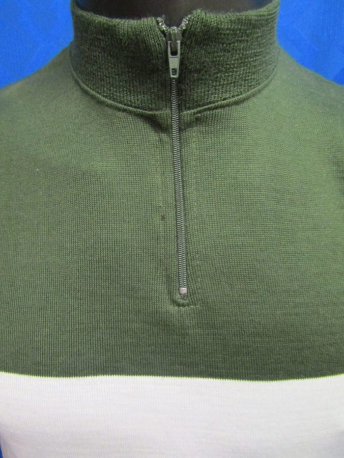 MAGLIA LANA ANNI 70' VERDE SCURO ANTICO FASCIA BIANCA - immagine 3
