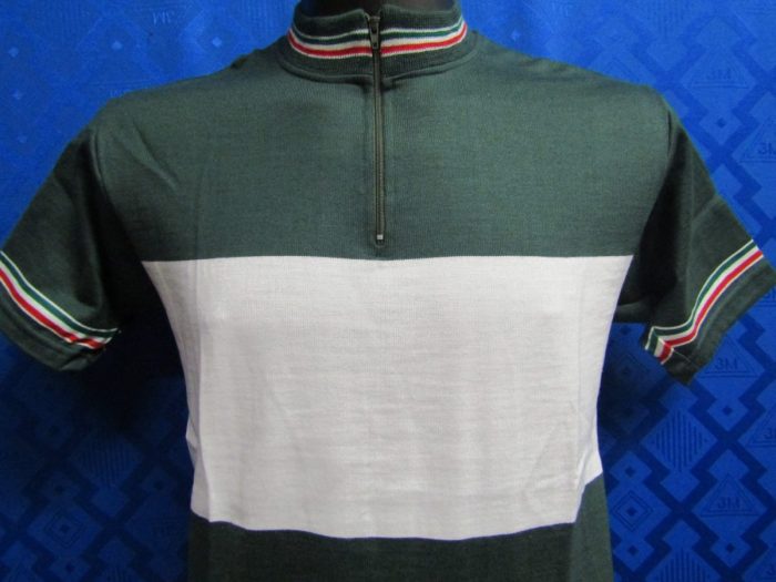 MAGLIA LANA ANNI 70' VERDE SCURO FASCIA BIANCA RIF. TRICOLORE - immagine 2