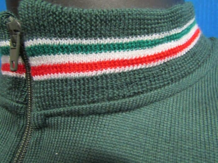 MAGLIA LANA ANNI 70' VERDE SCURO FASCIA BIANCA RIF. TRICOLORE - immagine 4