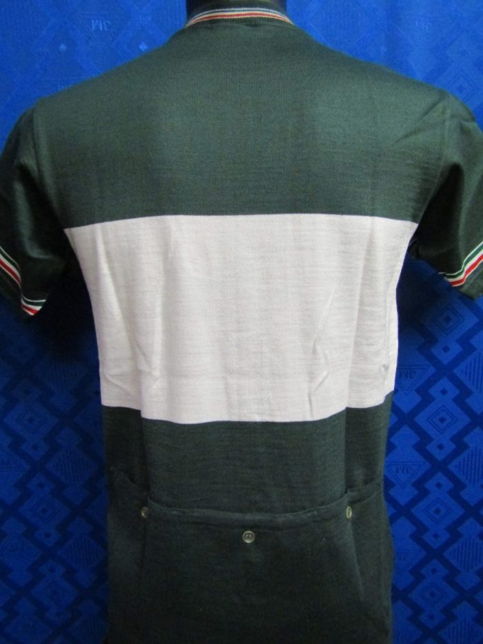 MAGLIA LANA ANNI 70' VERDE SCURO FASCIA BIANCA RIF. TRICOLORE - immagine 6