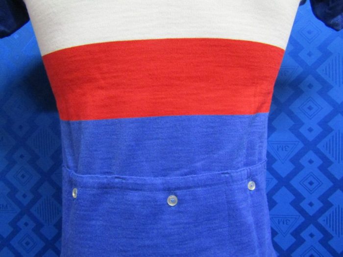 MAGLIA LANA ANNI '70 AZZURRA FASCIA BIANCA E ROSSA - immagine 6