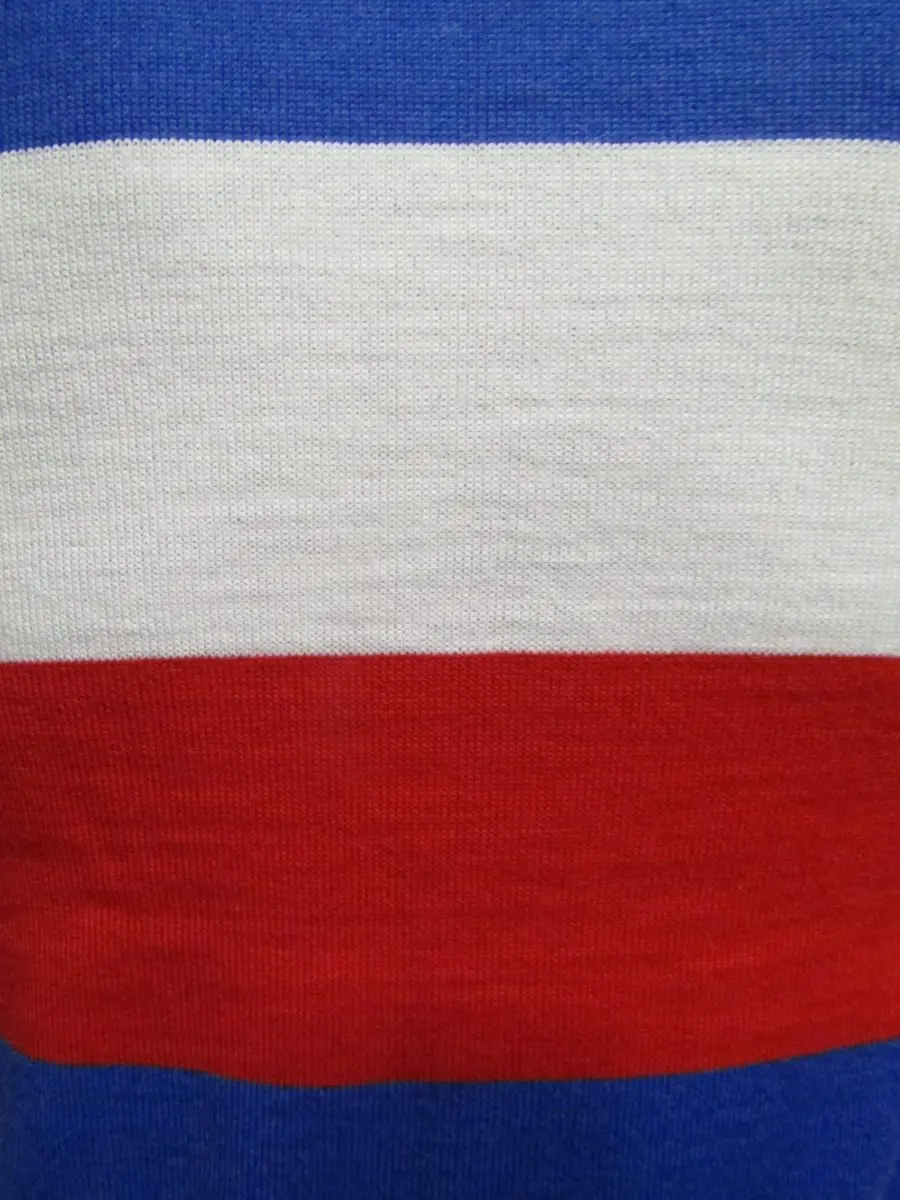 MAGLIA LANA ANNI '70 AZZURRA FASCIA BIANCA E ROSSA - immagine 4