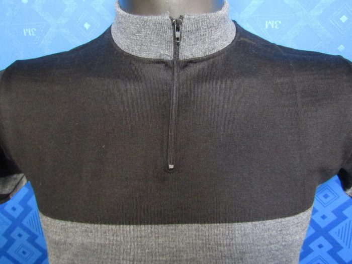 MAGLIA LANA ANNI 70' NERA FASCIA GRIGIO ANTRACITE - immagine 8