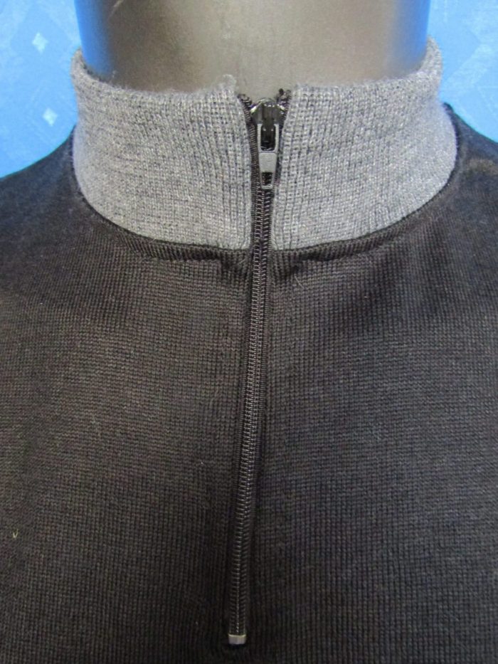 MAGLIA LANA ANNI 70' NERA FASCIA GRIGIO ANTRACITE - immagine 7