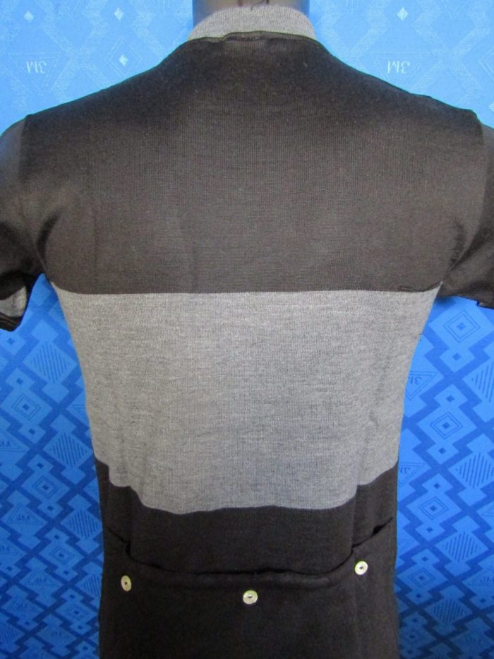 MAGLIA LANA ANNI 70' NERA FASCIA GRIGIO ANTRACITE - immagine 4