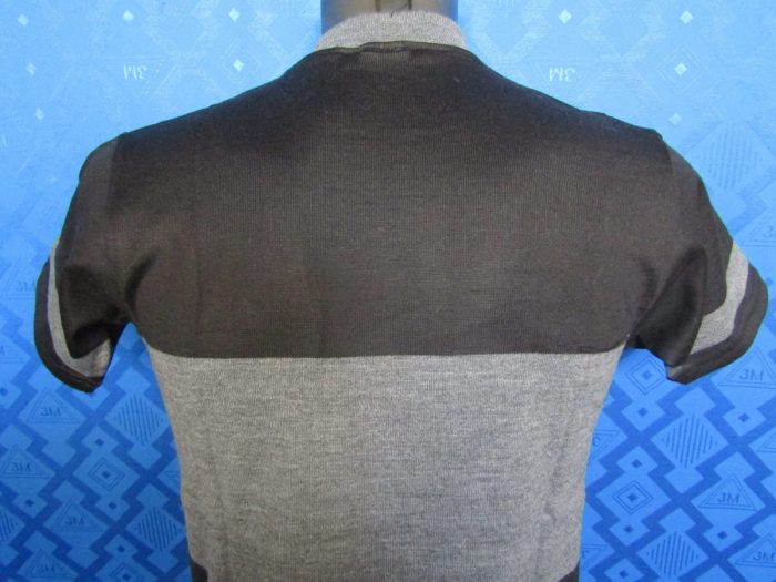 MAGLIA LANA ANNI 70' NERA FASCIA GRIGIO ANTRACITE - immagine 3