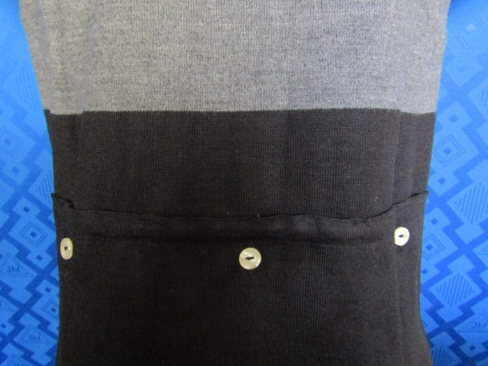 MAGLIA LANA ANNI 70' NERA FASCIA GRIGIO ANTRACITE - immagine 2