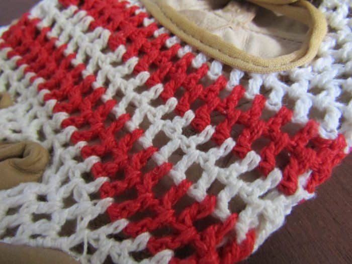 GUANTINO CON DORSO IN CORDA BIANCO/ROSSO - immagine 10