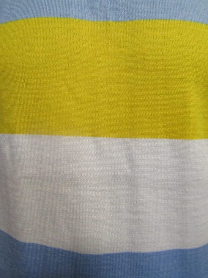 MAGLIA LANA ANNI 70' CELESTE , FASCIA E RIFINITURE BIANCO E GIALLO - immagine 5