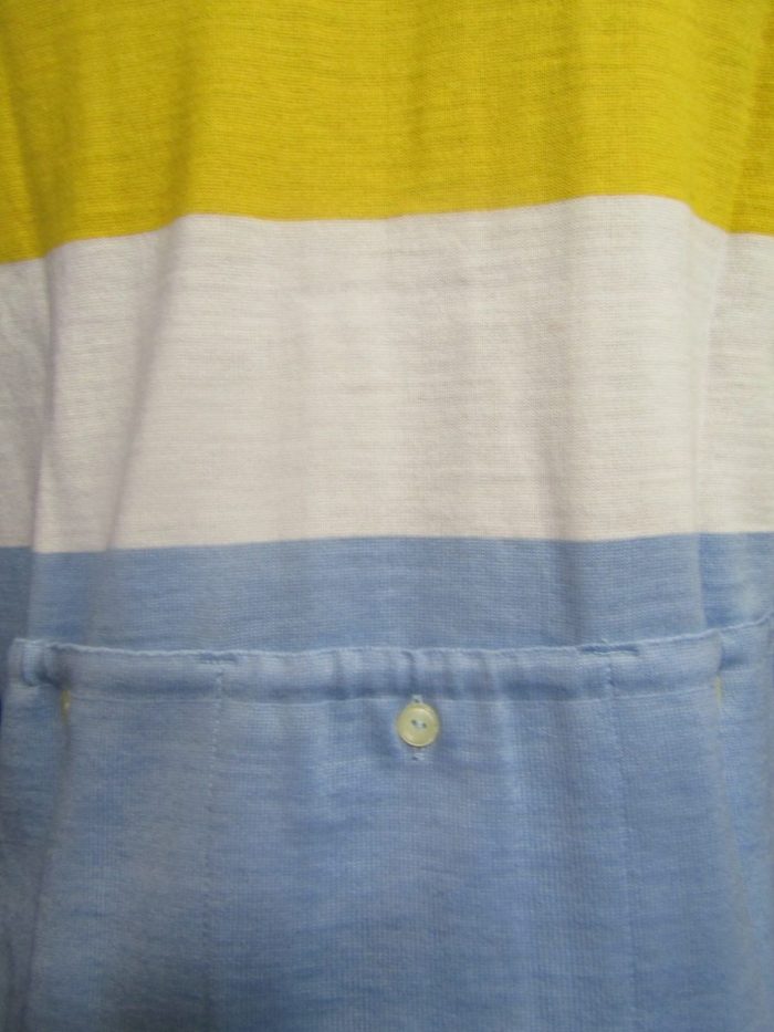 MAGLIA LANA ANNI 70' CELESTE , FASCIA E RIFINITURE BIANCO E GIALLO - immagine 8