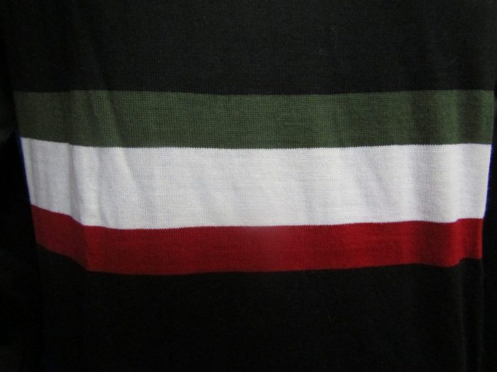 MAGLIA M/L LANA ANNI 70' NERA CON FASCIA E MANICA TRICOLORE ANTICO - immagine 4