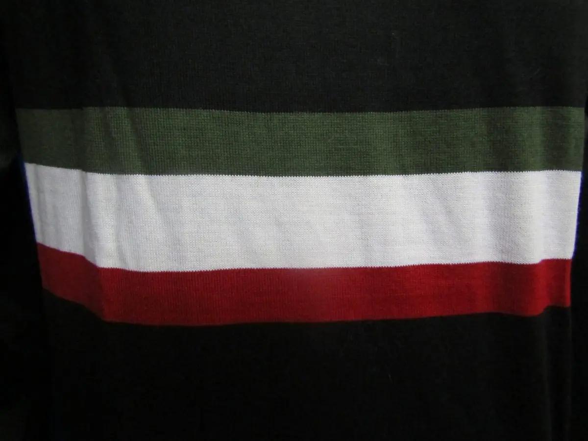 MAGLIA M/L LANA ANNI 70' NERA CON FASCIA E MANICA TRICOLORE ANTICO - immagine 4