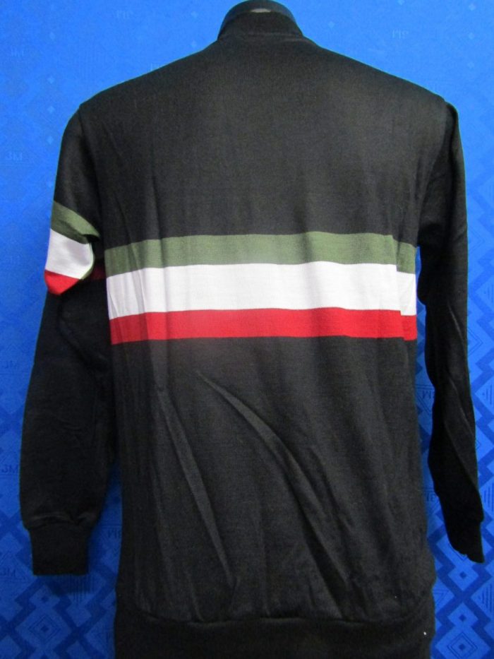 MAGLIA M/L LANA ANNI 70' NERA CON FASCIA E MANICA TRICOLORE ANTICO - immagine 7