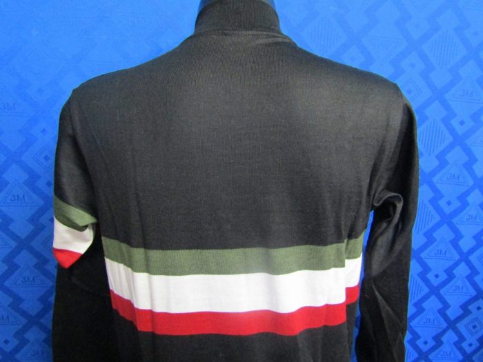 MAGLIA M/L LANA ANNI 70' NERA CON FASCIA E MANICA TRICOLORE ANTICO - immagine 6