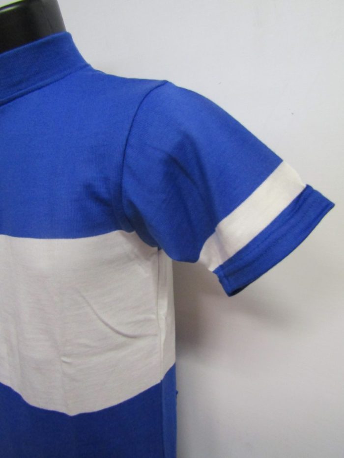 MAGLIA LANA ANNI 70 AZZURRA FASCIA E RIFINITURE BIANCHE - immagine 4