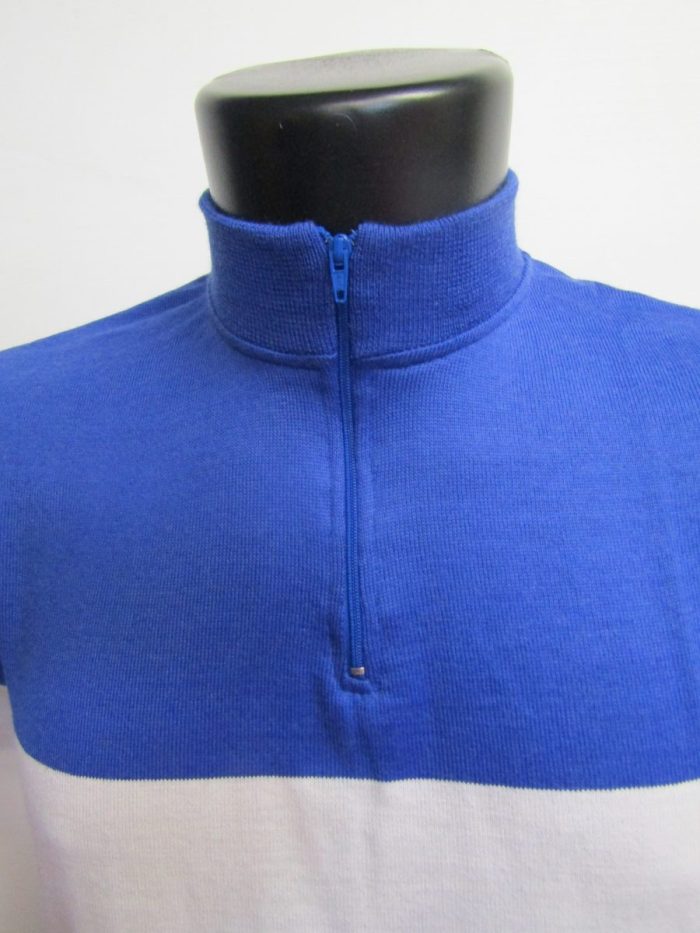 MAGLIA LANA ANNI 70 AZZURRA FASCIA E RIFINITURE BIANCHE - immagine 3