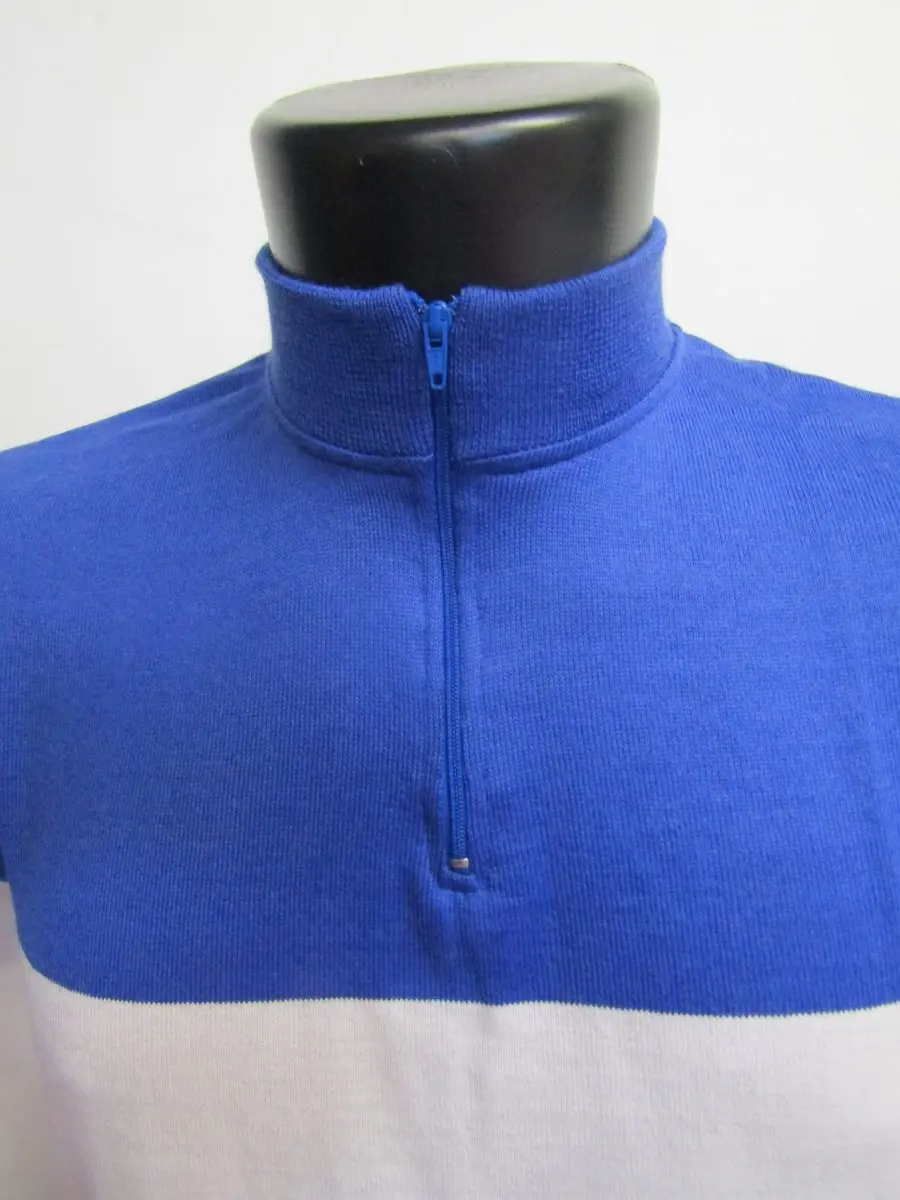 MAGLIA LANA ANNI 70 AZZURRA FASCIA E RIFINITURE BIANCHE - immagine 3