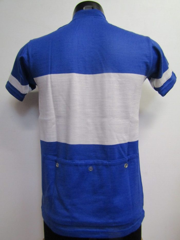 MAGLIA LANA ANNI 70 AZZURRA FASCIA E RIFINITURE BIANCHE - immagine 5