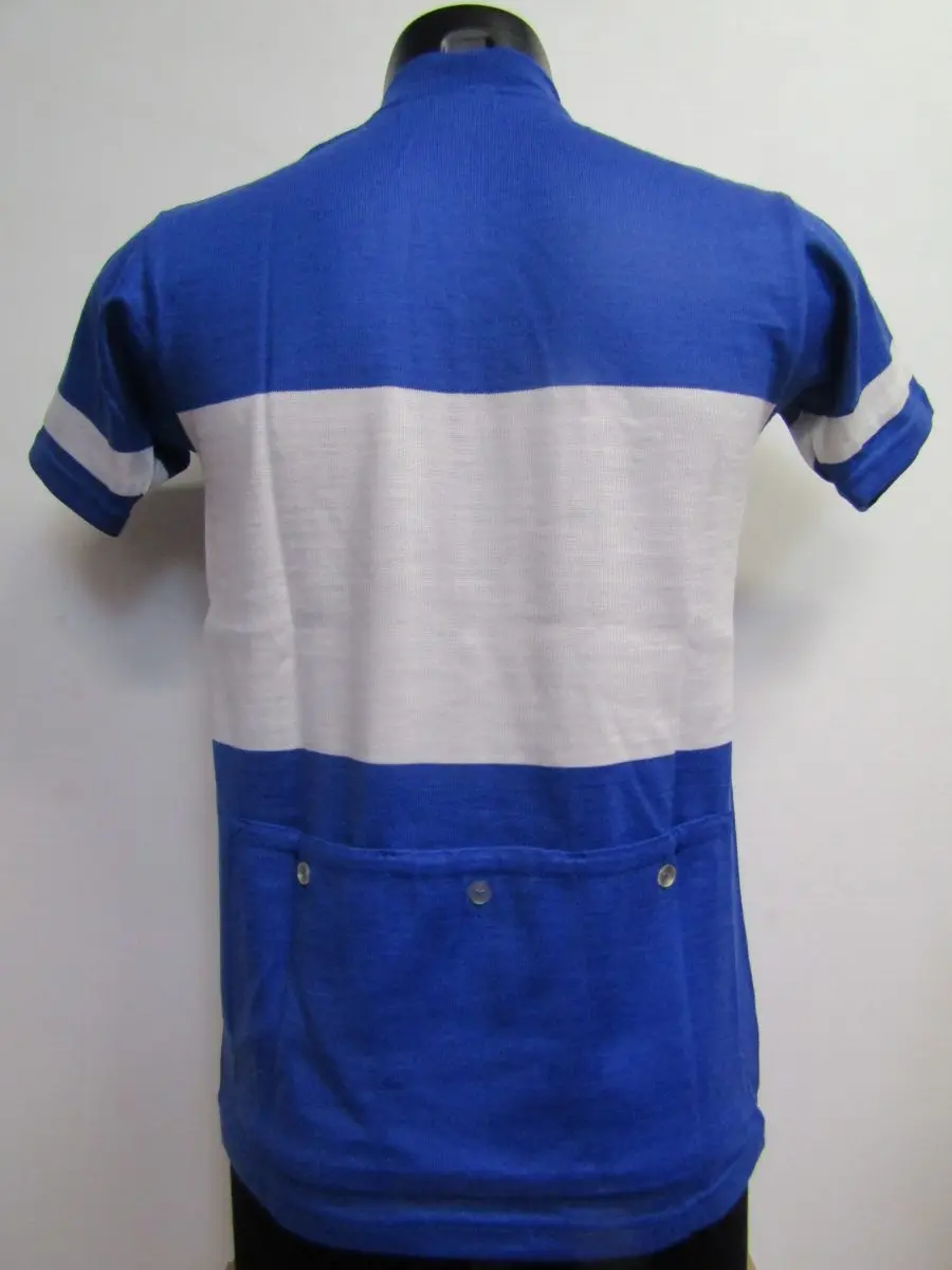 MAGLIA LANA ANNI 70 AZZURRA FASCIA E RIFINITURE BIANCHE - immagine 5