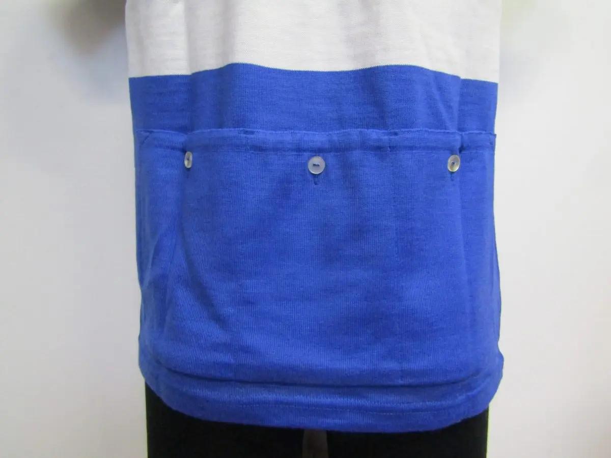 MAGLIA LANA ANNI 70 AZZURRA FASCIA E RIFINITURE BIANCHE - immagine 7