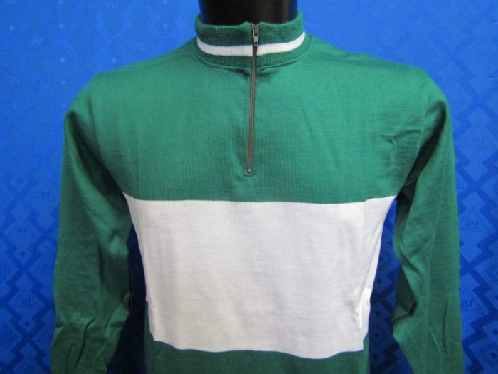 MAGLIA M/L LANA ANNI '70 VERDE FASCIA BIANCA - immagine 2