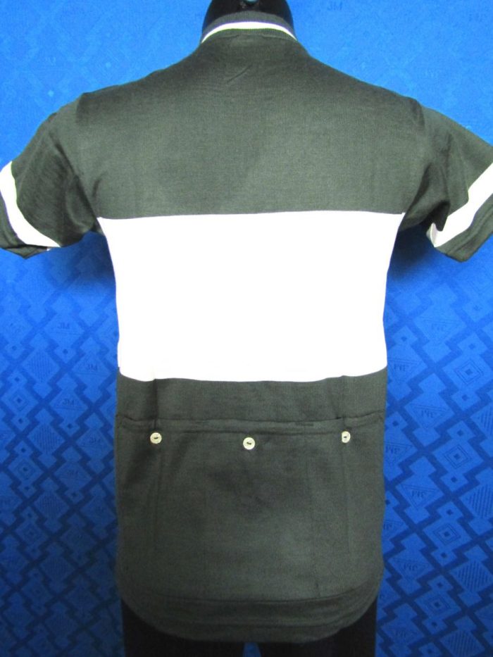 MAGLIA LANA ANNI 70' VERDE SCURO FASCIA BIANCA CON RIFINITURE COLLO E MANICHE BIANCHE - immagine 5