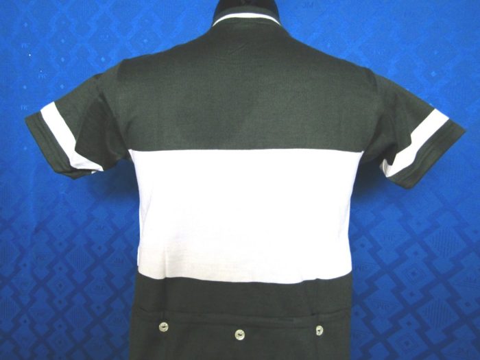 MAGLIA LANA ANNI 70' VERDE SCURO FASCIA BIANCA CON RIFINITURE COLLO E MANICHE BIANCHE - immagine 6