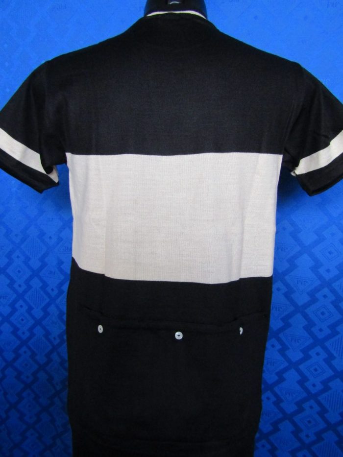 MAGLIA LANA ANNI 70' NERA FASCIA BIANCA, MANICHE E COLLO RIGO BIANCO - immagine 6