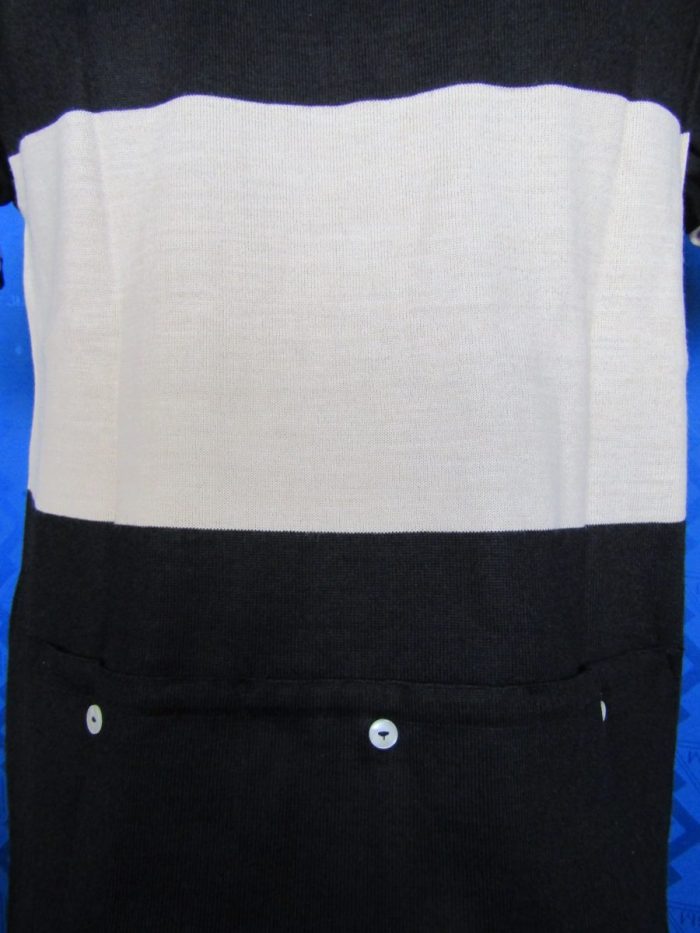MAGLIA LANA ANNI 70' NERA FASCIA BIANCA, MANICHE E COLLO RIGO BIANCO - immagine 8
