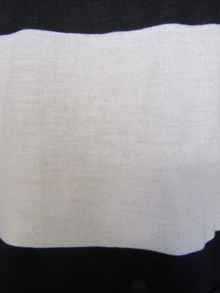 MAGLIA LANA ANNI 70' NERA FASCIA BIANCA, MANICHE E COLLO RIGO BIANCO - immagine 5