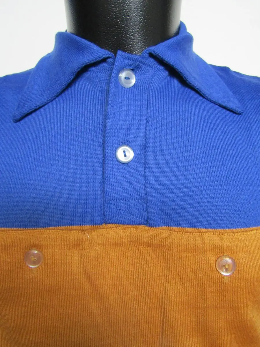 MAGLIA LANA '40/50 AZZURRA FASCIA OCRA E RIFINITURE TRICOLORE - immagine 3