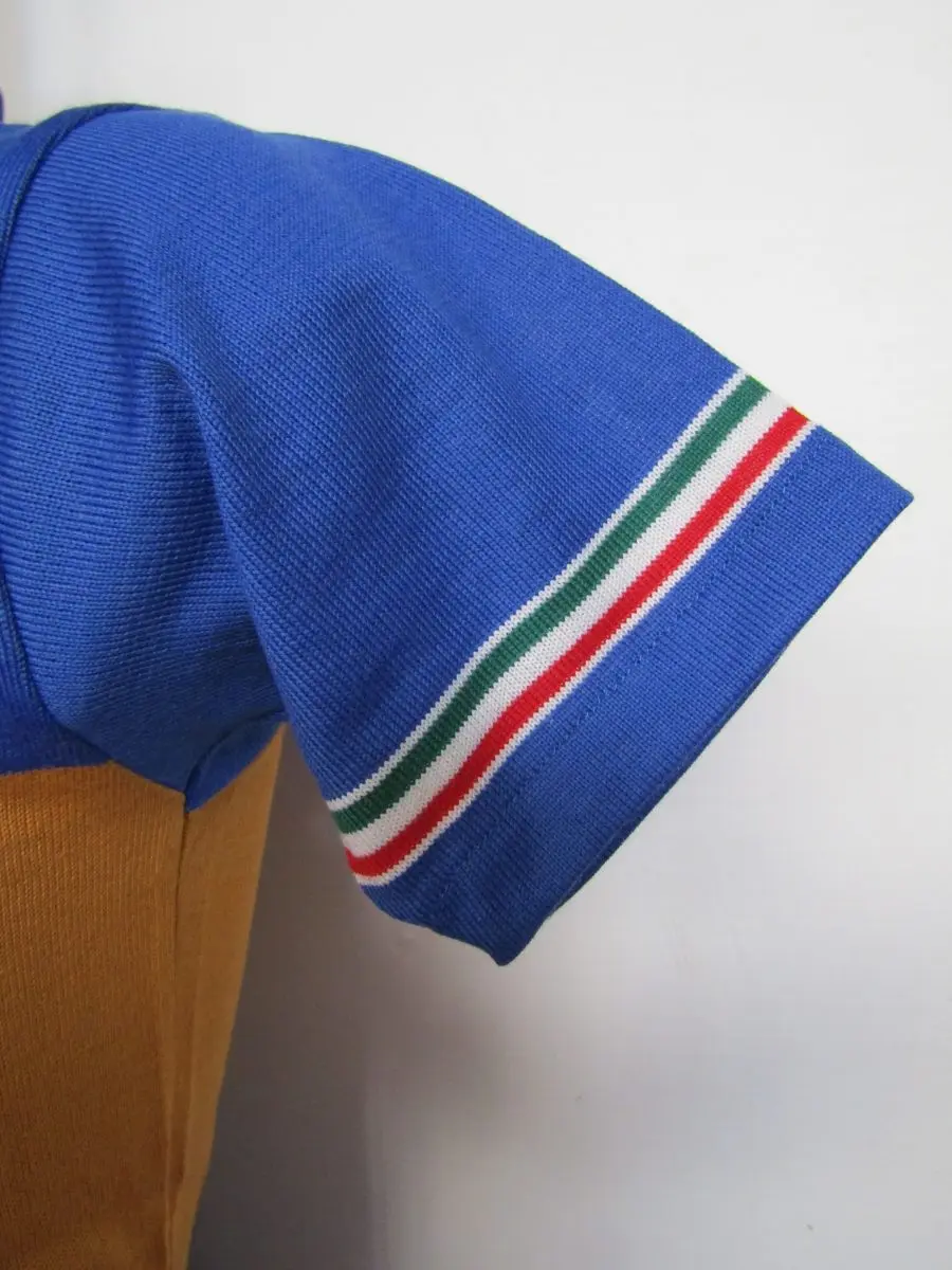 MAGLIA LANA '40/50 AZZURRA FASCIA OCRA E RIFINITURE TRICOLORE - immagine 4
