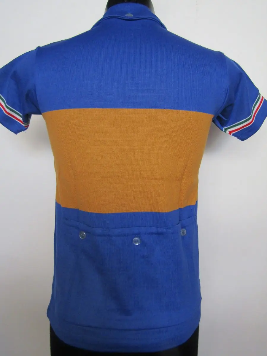 MAGLIA LANA '40/50 AZZURRA FASCIA OCRA E RIFINITURE TRICOLORE - immagine 5