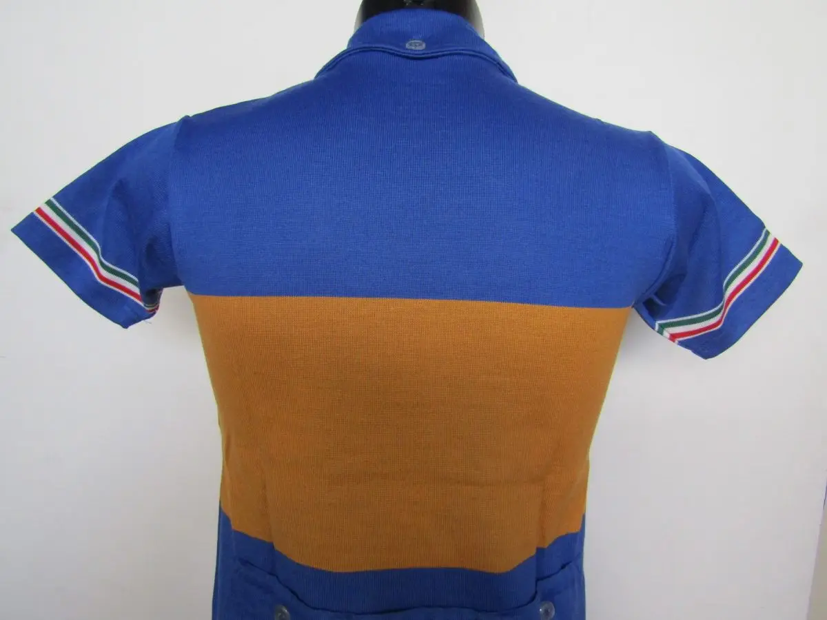 MAGLIA LANA '40/50 AZZURRA FASCIA OCRA E RIFINITURE TRICOLORE - immagine 6