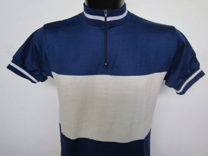 MAGLIA LANA ANNI 70' BLU FASCIA BIANCA - immagine 2