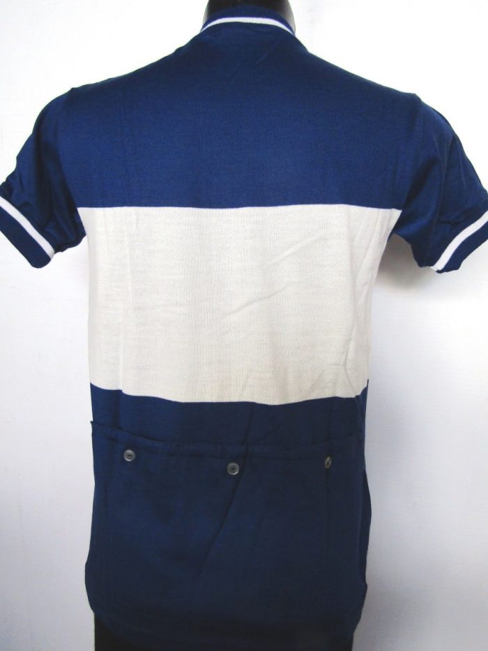MAGLIA LANA ANNI 70' BLU FASCIA BIANCA - immagine 4