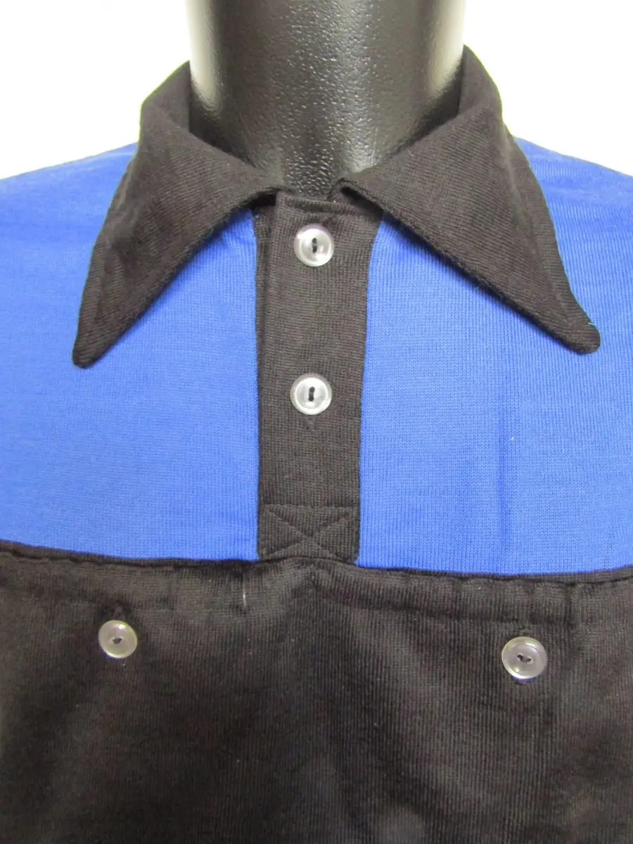 MAGLIA LANA ANNI '40/50 AZZURRA FASCIA NERA E RIGO BIANCO MANICA - immagine 5