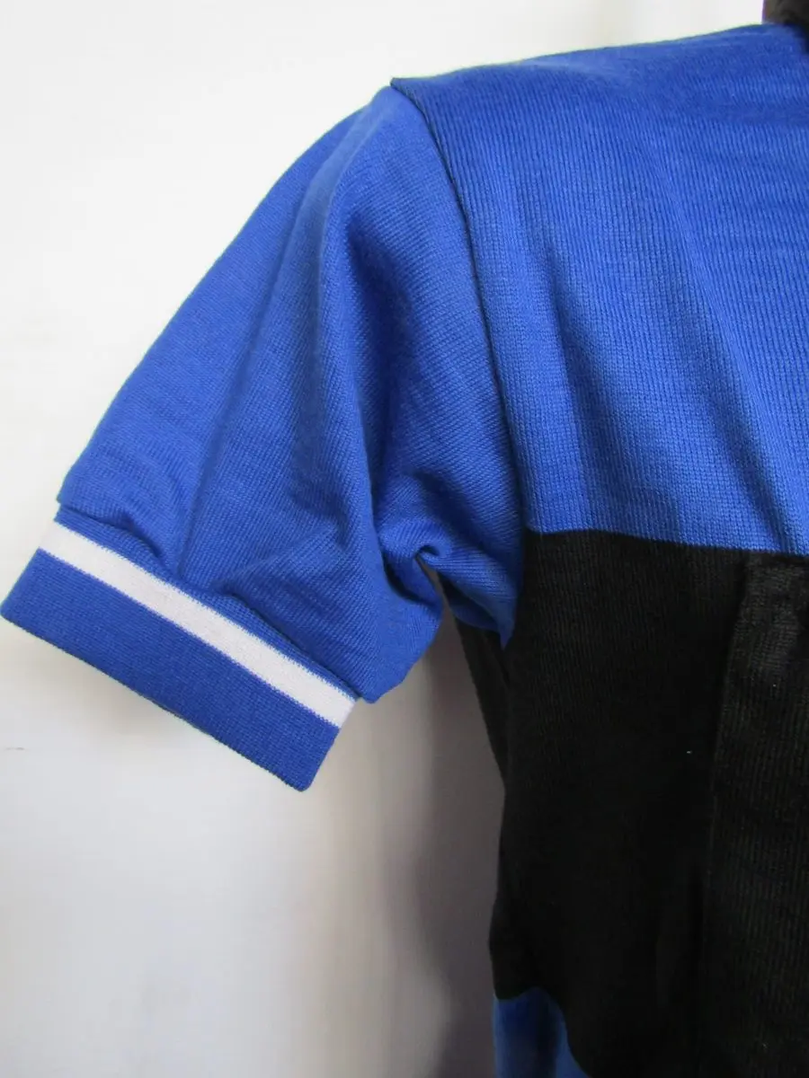 MAGLIA LANA ANNI '40/50 AZZURRA FASCIA NERA E RIGO BIANCO MANICA - immagine 4