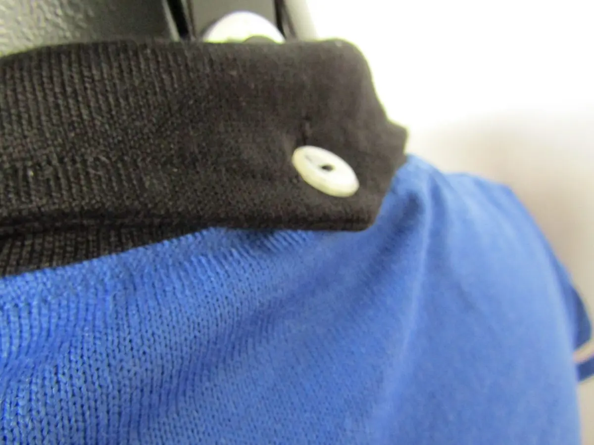 MAGLIA LANA ANNI '40/50 AZZURRA FASCIA NERA E RIGO BIANCO MANICA - immagine 7