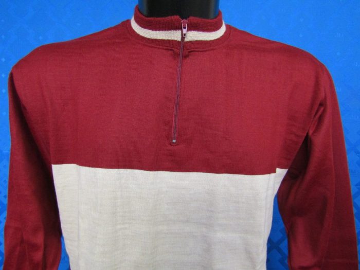 MAGLIA M/L LANA ANNI 70' AMARANTO FASCIA CREMA - immagine 2