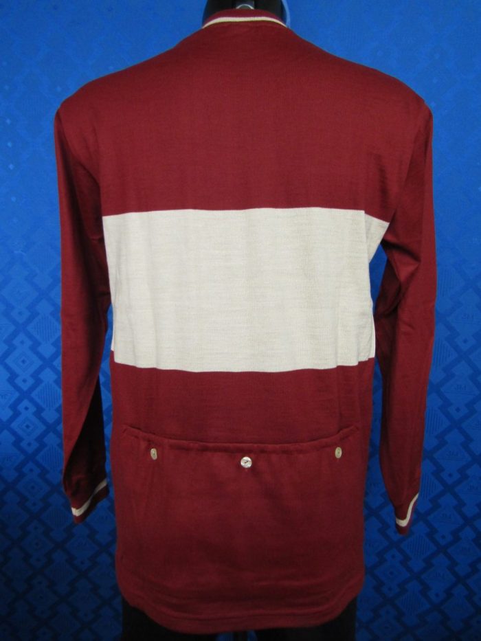 MAGLIA M/L LANA ANNI 70' AMARANTO FASCIA CREMA - immagine 6