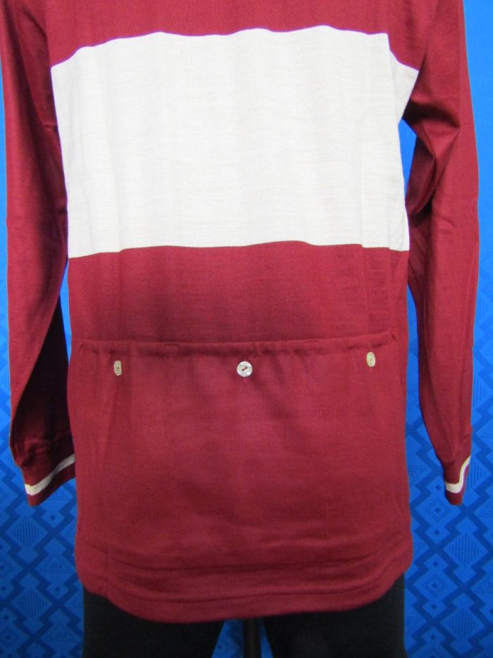 MAGLIA M/L LANA ANNI 70' AMARANTO FASCIA CREMA - immagine 8