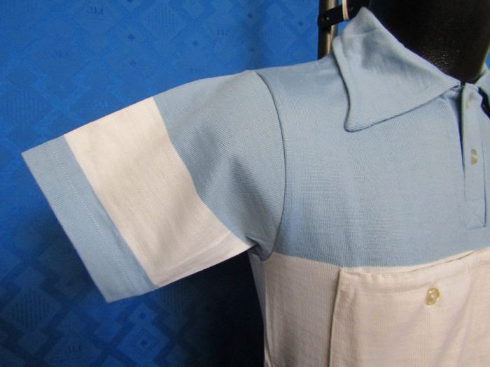 MAGLIA LANA ANNI '40/50 CELESTE FASCIA BIANCA RIGO ALTO - immagine 4