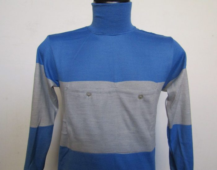 MAGLIA M/L LANA ANNI 20'/30' AZZURRA FASCIA GRIGIO CHIARO - immagine 2