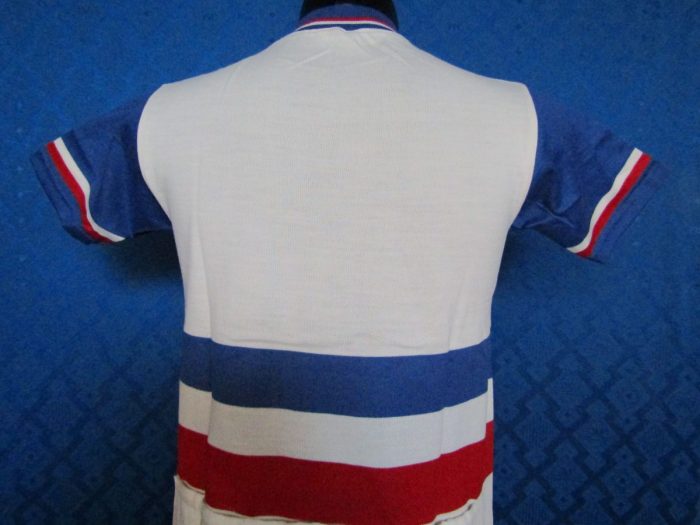 MAGLIA LANA ANNI 70' BIANCA RIGHE AZZURRE , ROSSE , COLLO E POLSINI AZZURRI RIGHE ROSSE E BIANCHE - immagine 8