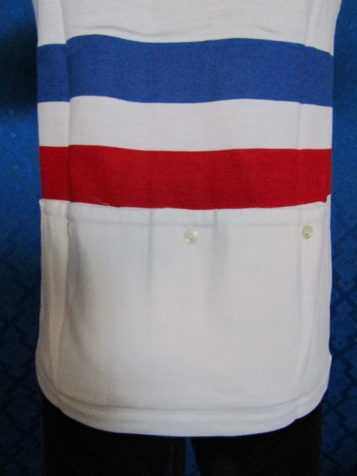 MAGLIA LANA ANNI 70' BIANCA RIGHE AZZURRE , ROSSE , COLLO E POLSINI AZZURRI RIGHE ROSSE E BIANCHE - immagine 7