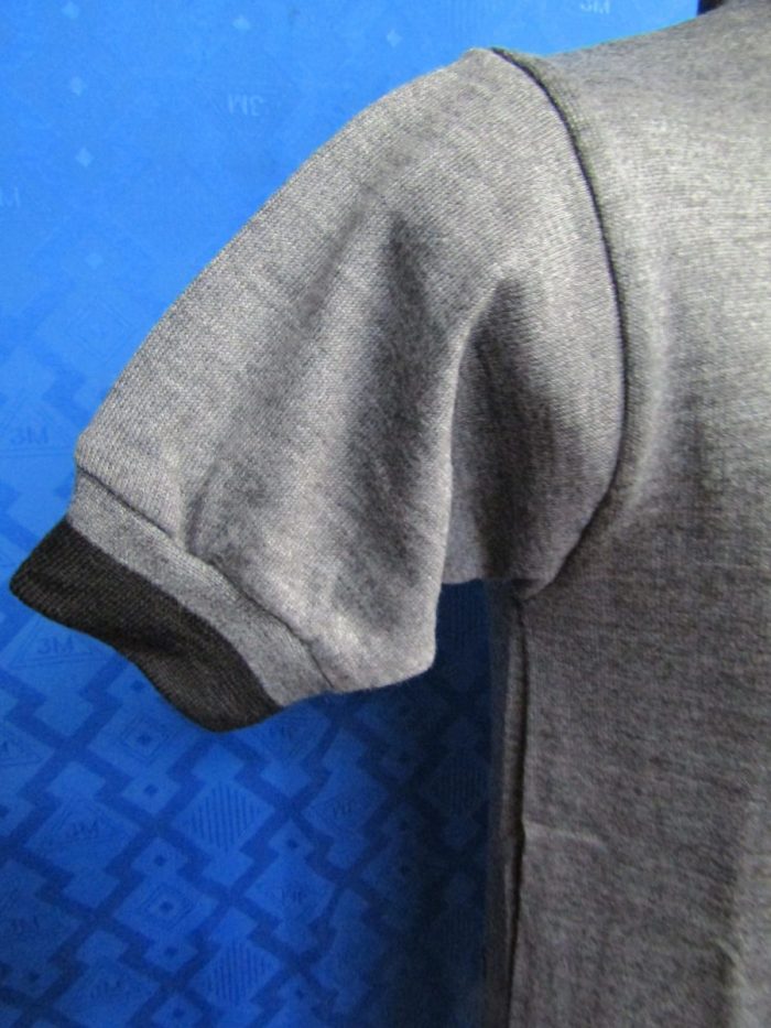 MAGLIA LANA ANNI 70' GRIGIO MELANGE RIFINITURE COLLO E POLSINI NERI - immagine 5