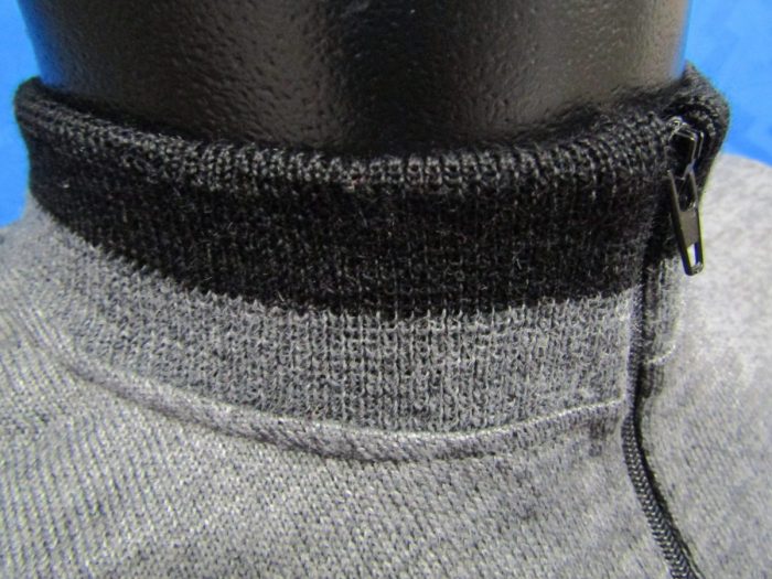 MAGLIA LANA ANNI 70' GRIGIO MELANGE RIFINITURE COLLO E POLSINI NERI - immagine 4