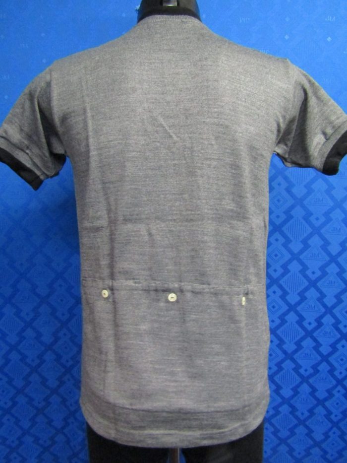MAGLIA LANA ANNI 70' GRIGIO MELANGE RIFINITURE COLLO E POLSINI NERI - immagine 6
